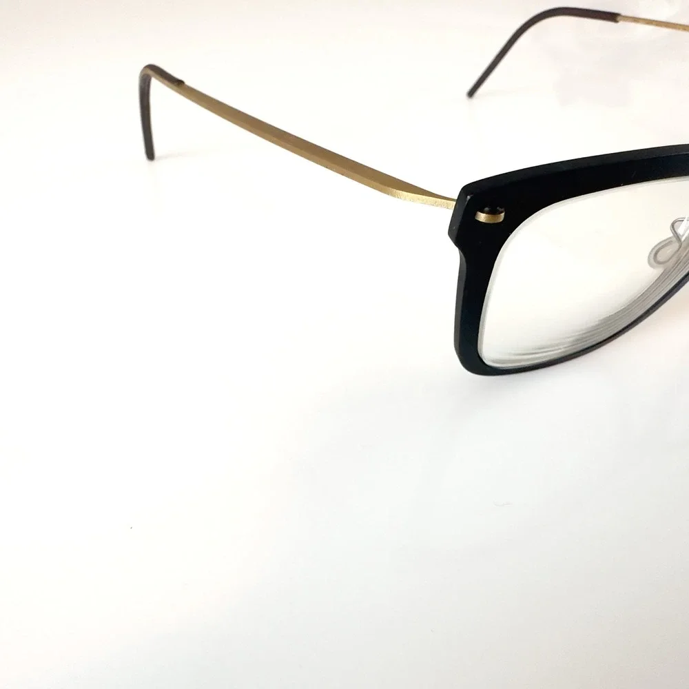 Lindberg Now 6527 Eyeglasses Matte Black Gold Titanium Danish Designer Frames